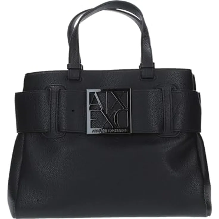 Armani Exchange Shopper Tasche, 34 cm, schwarz, aus 100% Polyester, ideal für Einkauf und Freizeit