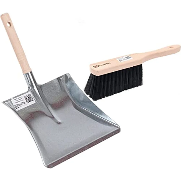BawiTec Kehrgarnitur 2-teiliges Set, Handfeger mit robusten Borsten für Innen- und Außenbereich, Kehrschaufel mit Holzgriff – Bild 4