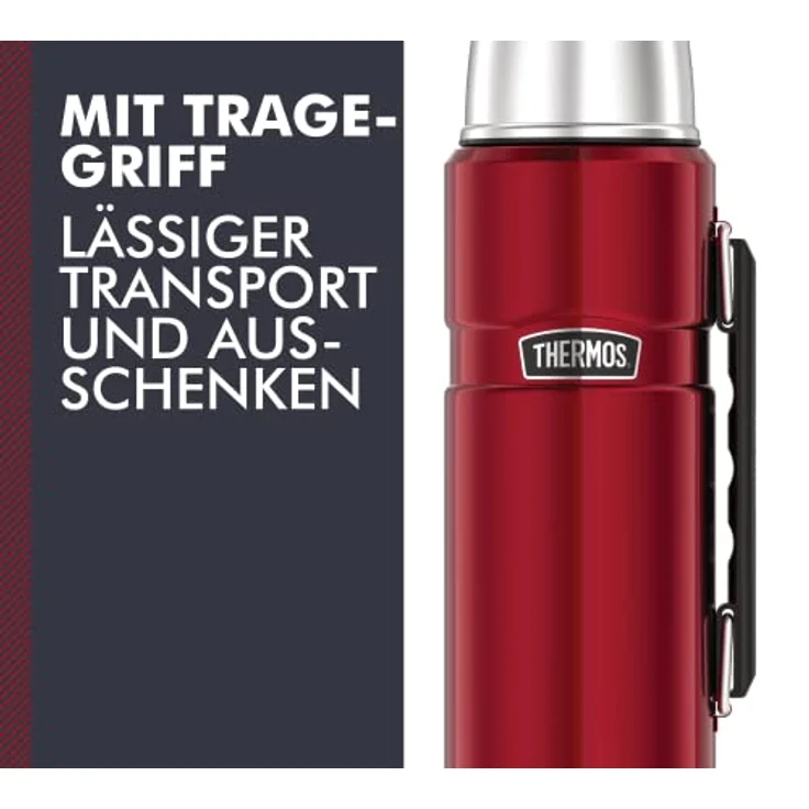 Thermos 4003.248.120 Isolierflasche Stainless King, 1,2 L, Edelstahl, Cranberry – Bild 5