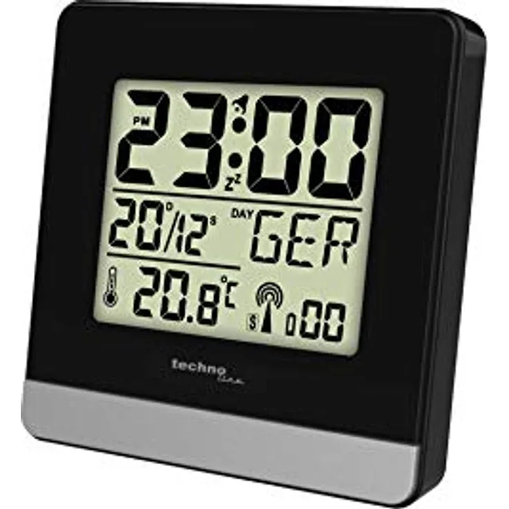 Technoline Funkwecker WT 260, DCF-77 Funkuhr mit Alarmfunktion, Schwarz