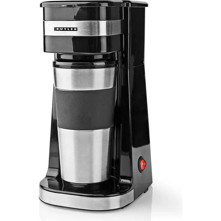 Butler 16100131 Single-Kaffeemaschine mit isoliertem Thermobecher, 0,4 Liter, inklusive wiederverwendbarem Nylonfilter, kompakt