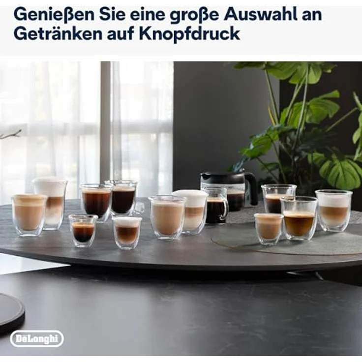 De'Longhi Dinamica Plus ECAM380.95.TB, Kaffeevollautomat mit LatteCrema Milchsystem, One-Touch-Cappuccino, mit 24 Rezepten, 3,5-Zoll TFT-Farbdisplay, 1450W, Titan/Schwarz – Bild 5