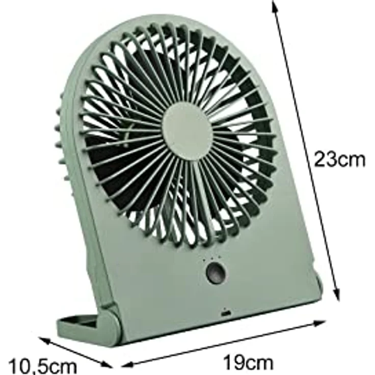 Setpoint Mini Ventilatoren 2er SET, Akku mit USB-C Anschluss, 3 Geschwindigkeitsstufen, Grün, Höhe 23cm – Bild 4