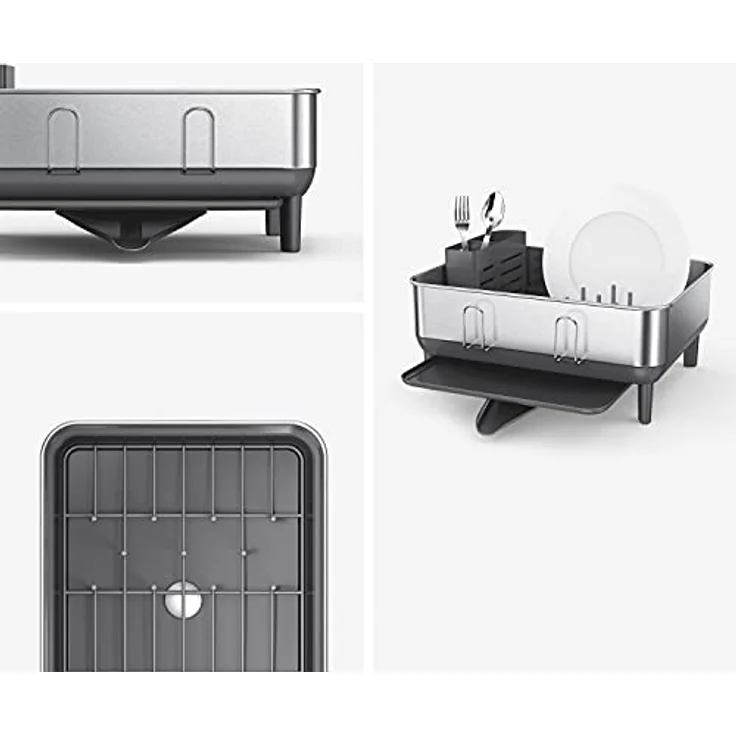 Simplehuman Geschirr-Abtropfgestell aus Edelstahl in der Farbe Grau, Maße: 39,4cm x 38cm x 19cm, KT1184DC – Bild 2