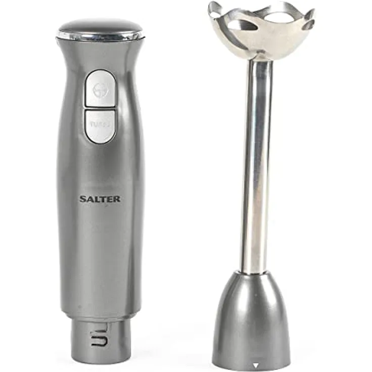 Salter EK4248COSVDEEU10 Cosmos Stabmixer - Edelstahl Mixstab mit 2 Geschwindigkeiten und Turbomodus, Eintauchfunktion, 400W, abnehmbarer Stab & Klingen, Pürierstab für Babynahrung, Suppen, Obst/Gemüse