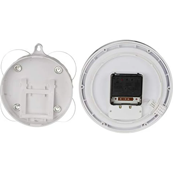 Bresser 8020116 Wanduhr Mytime Thermo-/Hygro Funk Baduhr mit Thermometer und Hygrometer inklusive 4 Starker Saugnäpfe zum Aufhängen oder Aufstellen, Grau , 17cm – Bild 3