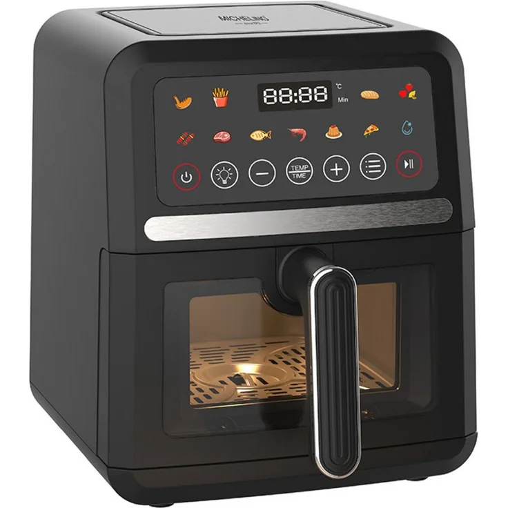 Michelino Heißluftfritteuse 1500 W, 5 L mit Timer, Temperaturregelung und Sichtfenster