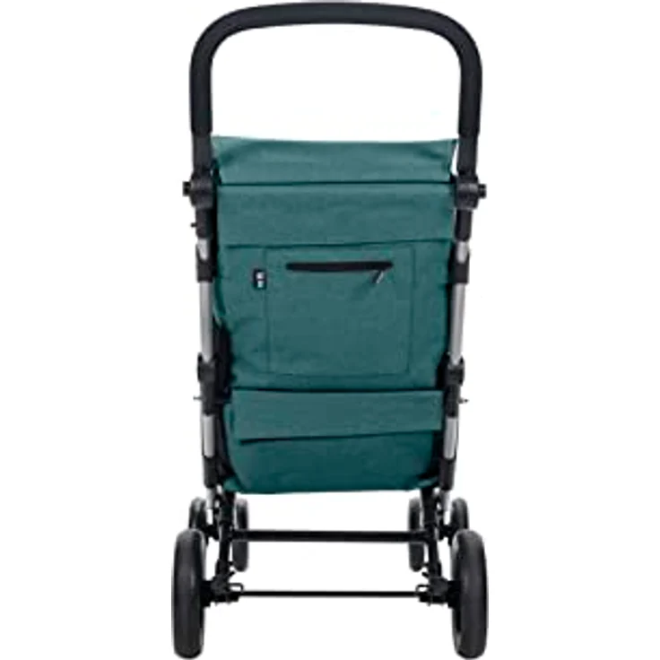 Carlett Einkaufstrolley mit 4 Rädern | Lett470 CLASSIC family | Zusammenklappbarer Einkaufswagen mit großer Tasche 32kg, 64L Einkaufstasche, 10,5L Thermotasche und Rückfach, Grün – Bild 4