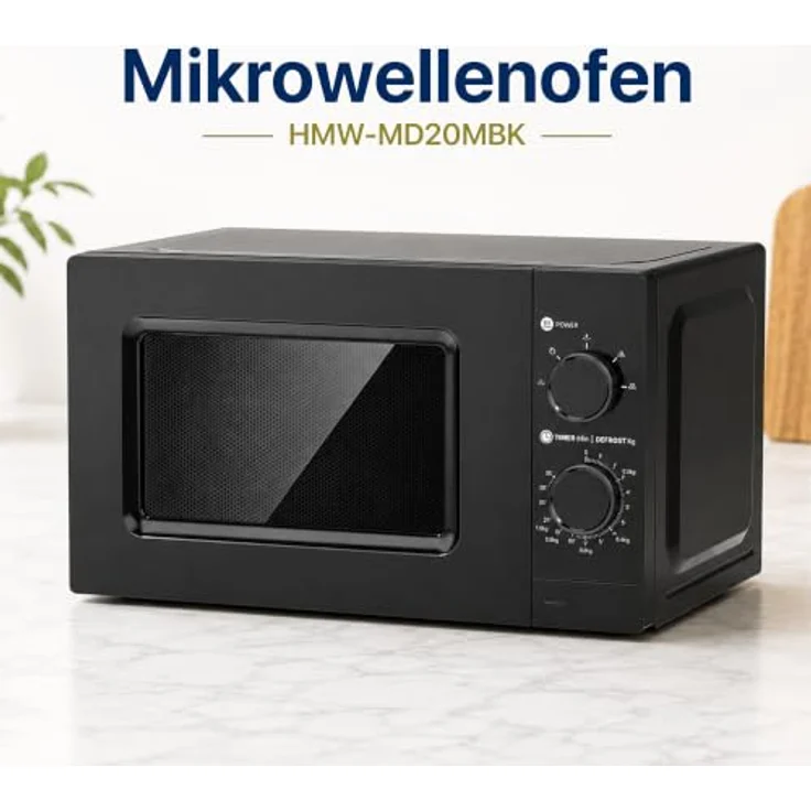 Heinner HMW-MD20MBK Freistehende Mikrowelle, 20 L, 700 W, 5 Leistungsstufen, Mechanische Steuerung, Timer, Auftaufunktion, Schwarz – Bild 3