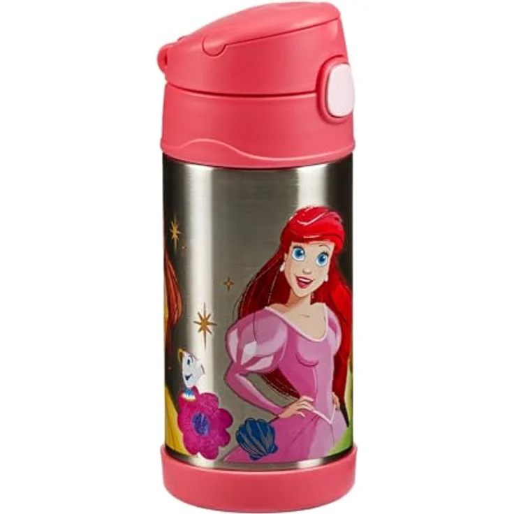 THERMOS kids FUNTAINER Trinkflasche 350ml, Edelstahl, Disney Prinzessinnen, 12h kalt, mit Strohhalm und Tragegriff, BPA-frei, spülmaschinenfest, ideal für Schule und Kita – Bild 2