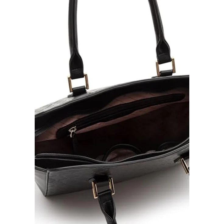 L.Credi Filiberta Handtasche, 37 cm, Schwarz, 100% Kunstleder, Henkeltasche – Bild 4