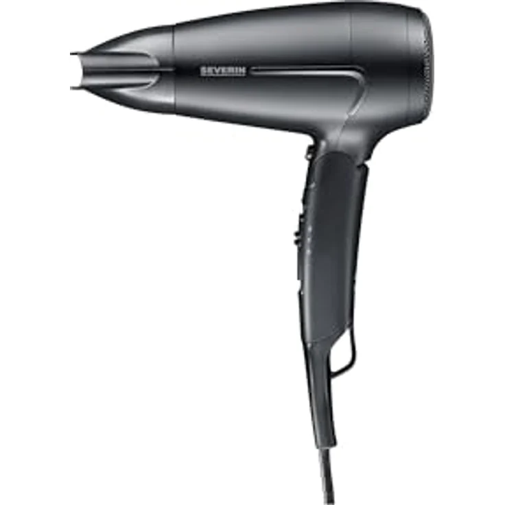 SEVERIN Reise-Haartrockner HT 0159, kompakt und leistungsstark, faltbarer Griff, Dual Voltage, Kaltlufttaste, 1.600 Watt, schwarz – Bild 1