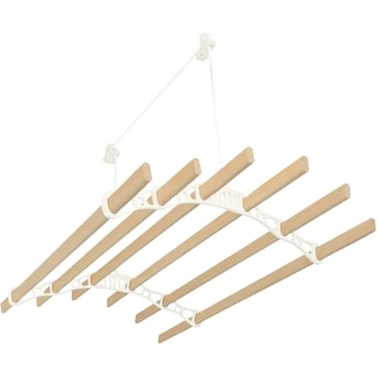 Monster Shop Decken-Wäscheständer, 1,4 m, Elfenbein, 6 Latten, ausziehbar, gusseisernes Gestell, mit Befestigungsset – Bild 3
