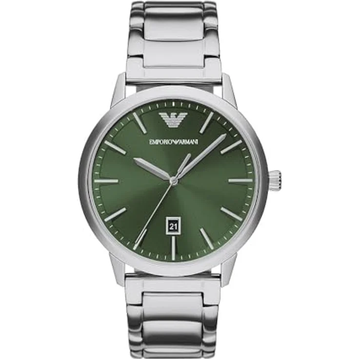 Emporio Armani Herrenuhr 3-Zeiger-Werk Datum Edelstahl, AR11575, grünes Zifferblatt – Bild 1