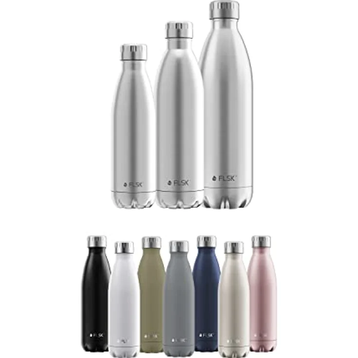 FLSK Das Original New Edition Edelstahl Trinkflasche – Kohlensäure geeignet 18 Stunden heiß, 24 Stunden kalt, 0,75l, silber – Bild 2
