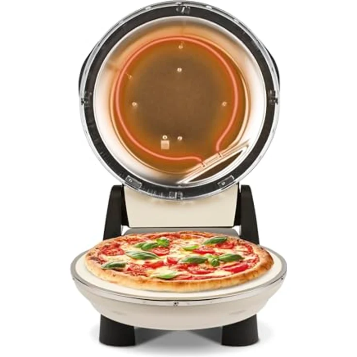 G3 Ferrari elektrischer Pizzaofen Napoletana Icy Cream - limited Edition, bis 400 Grad mit Pizzastein – inkl. 2-ten Stein/Pizza und Fladen in 3 Minuten/auch für Tisch und Garten, weiß – Bild 5