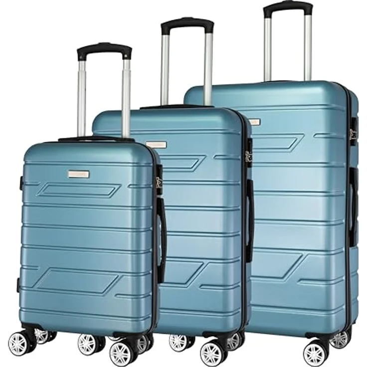 Nowi Bergamo 4 Rollen Kofferset 3-teilig, (96 l, XL) in stilvollem Design, schwarz – Bild 1