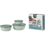 Mepal - Cirqula Multischüssel-Set 3–teilig rund Nordic sage – 350, 750 und 1250 ml – Verwendbar als Vorratdose, Kühlschrankdose, Gefrierdose, Mikrowellegeschirr & Servierschale mit Deckel