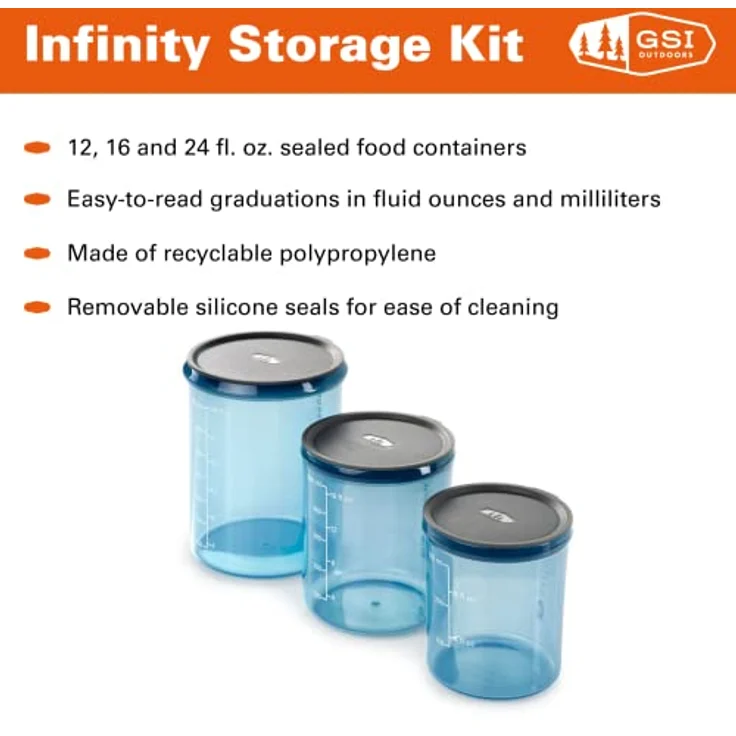 GSI Outdoors INFINITY STORAGE SET, Vorratsdosen aus BPA-freiem Kunststoff, luftdicht und ideal für Lebensmittelkonservierung, Modellnummer 75100 – Bild 2