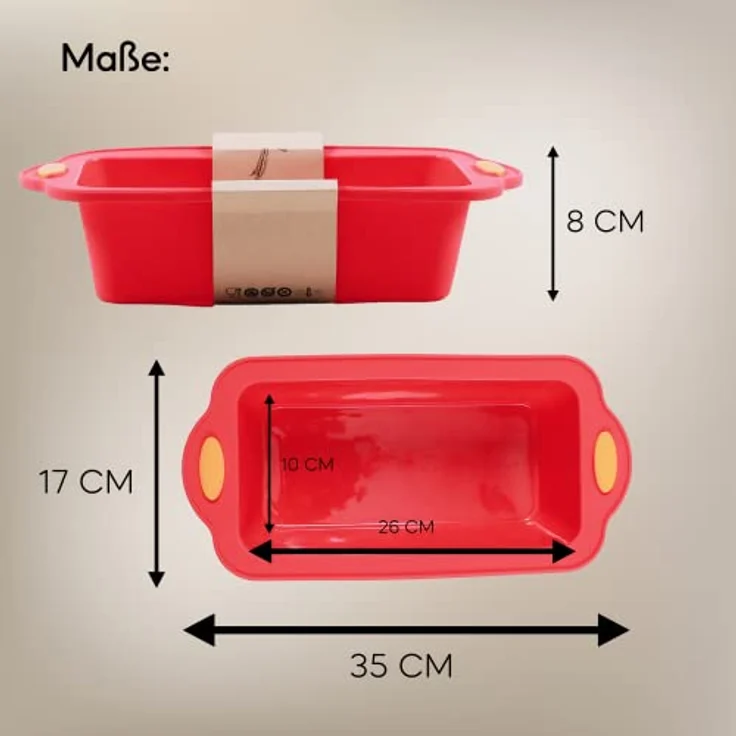 Coradoma Silikon Backform Rechteckig inkl. Rezept | Silikonform zum Brot Backen | Brotbackform 1000g Brottopf Set Springform Kastenform Kuchen | Brotform & Kuchenform – Bild 5