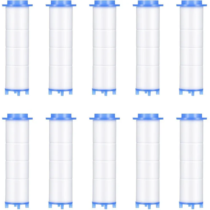 Telooco Duschkopf Filter Ersatzfilter PP Baumwolle 10 Stück, Hocheffiziente Filtration für sauberes Wasser, 7,5 x 2,4 cm, passgenau und werkzeuglos wechselbar