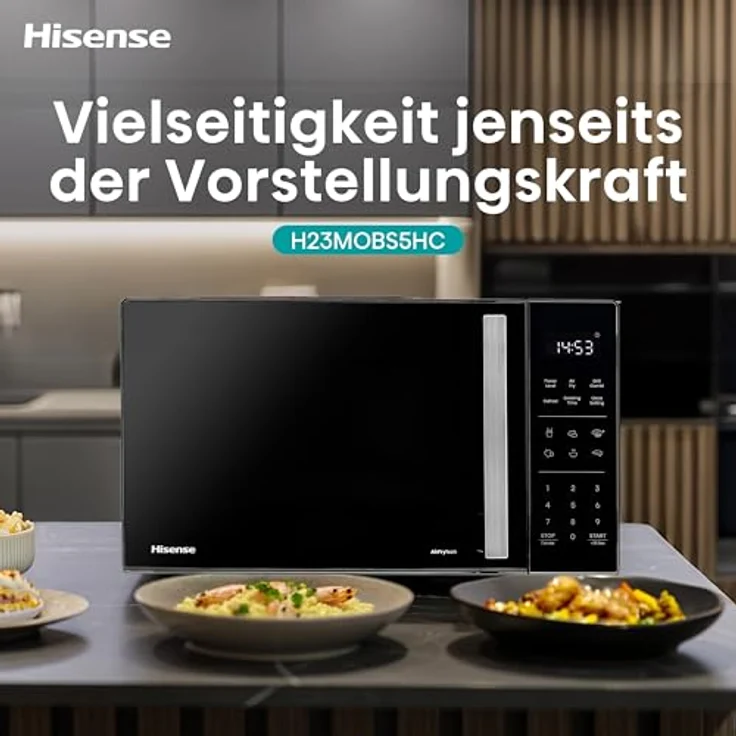 Hisense H23MOBS5HC, Mikrowelle mit Grill und Heißluft, 23 l, 900 W, Schwarz, Touch-Bedienung, 6 Automatikprogramme – Bild 17