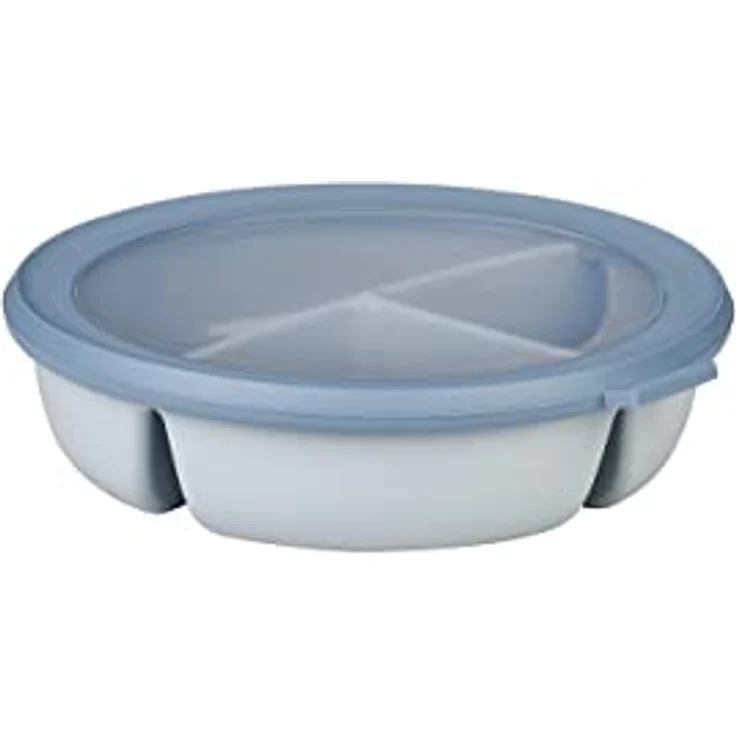 Mepal – Bento-Schüssel, Multischale mit 3 Fächern, rund Cirqula – Frischhaltedose luftdicht – Mahlzeiten getrennt aufbewahren – Meal-Prep-Boxen & Vorratsdosen – 250 ml, 250 ml & 500 ml – Nordic blue – Bild 1