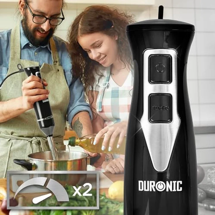 Duronic HB35B Stabmixer, elektrischer Pürierstab 350W, Edelstahl, ergonomischer Handrührgerät für Babynahrung, Smoothies, Suppen, Püree, Sauce – Bild 3