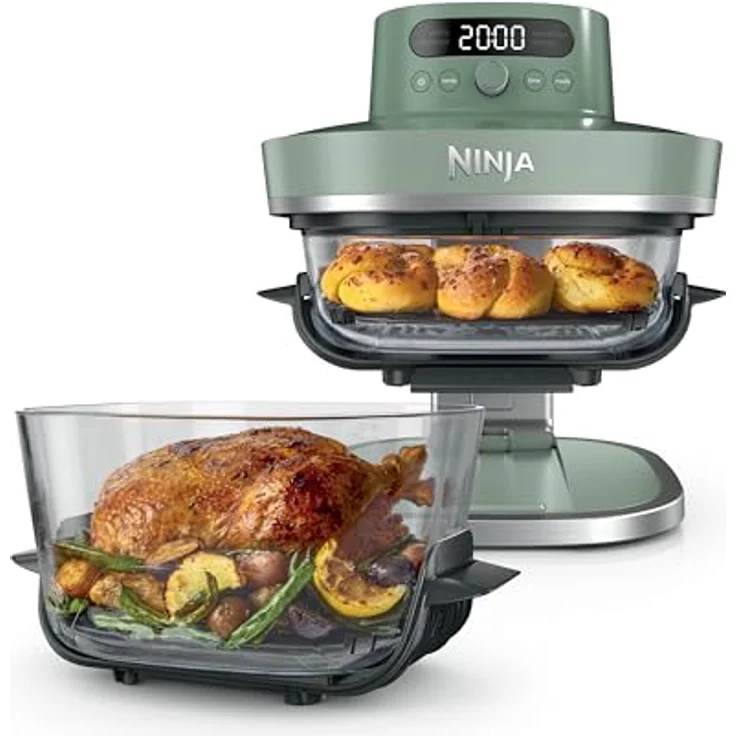 Ninja CRISPi PRO XL Glas-Heißluftfritteuse,  bis zu 1,8 kg Füllmenge, Farbe: Grün – Bild 2