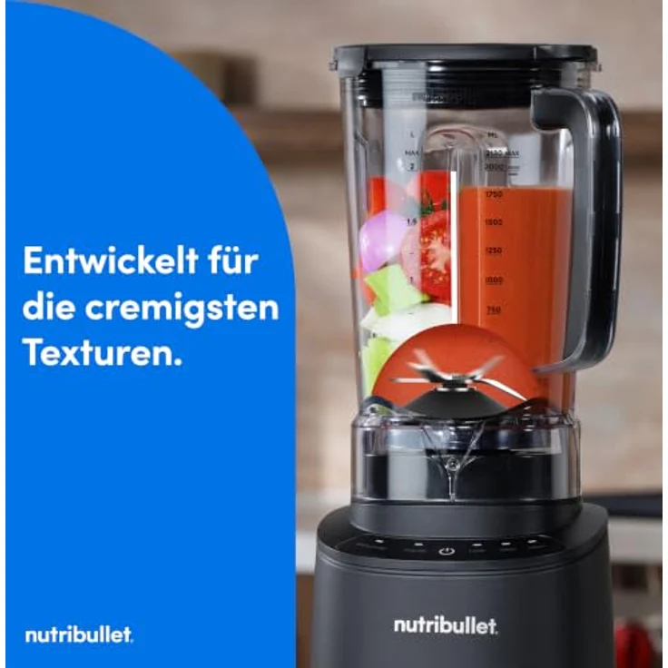 NutriBullet Power Core, Standmixer 1200W mit Edelstahlmessern, 3 Stufen + Pulse, 2,1L, Schwarz – Bild 3