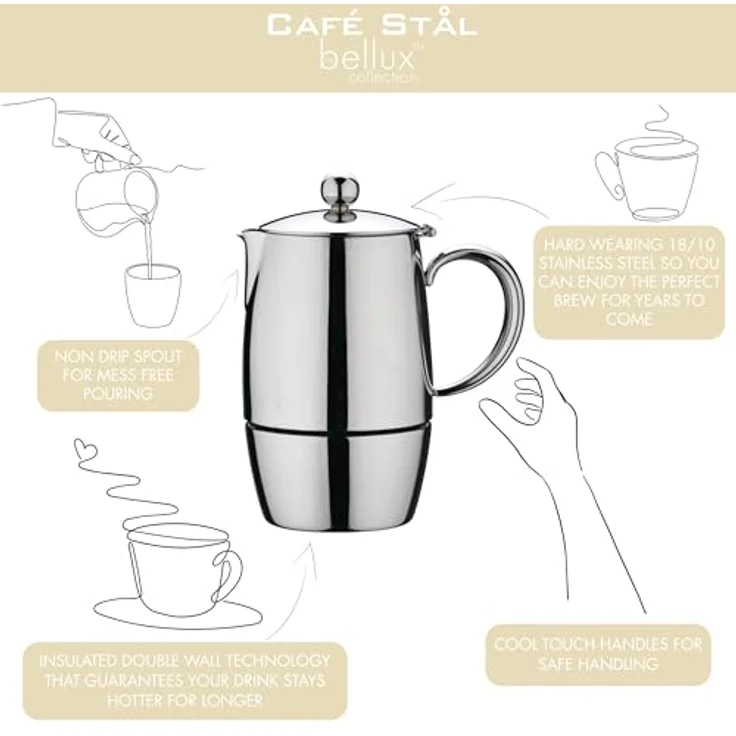 Café Stål BEC-10M Espresso Kaffeekocher, Edelstahl – Bild 6