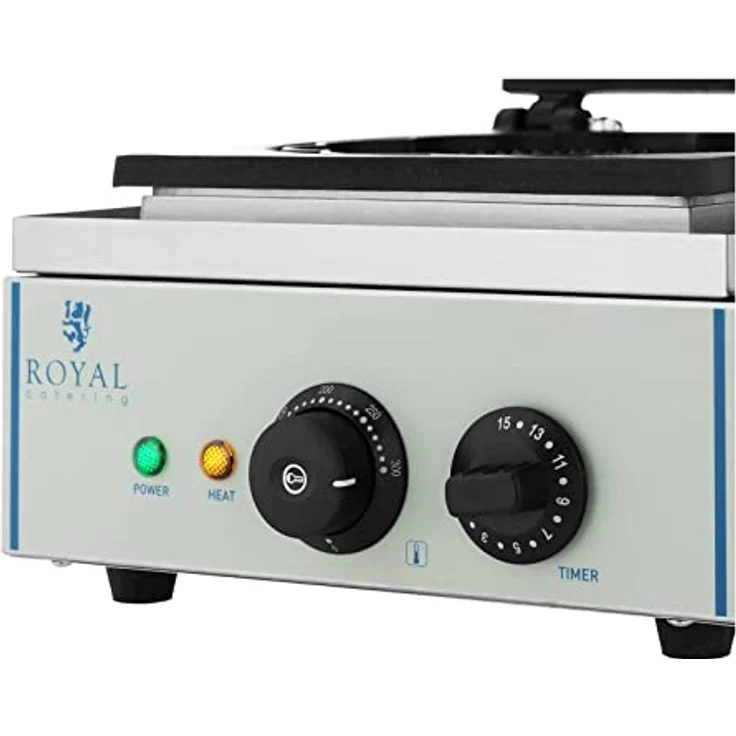 Royal Catering RCWM-1500-H Waffeleisen Waffelgerät Waffelautomat Waffle Maker (herzförmig, 1.500 W, Ø 21 cm, 15 min Timer, Teflon, Edelstahlgehäuse) – Bild 2