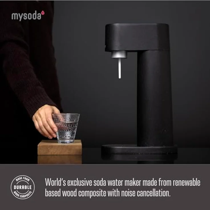 Mysoda Woody Black Kohlensäureerzeuger inklusive BPA-freie Wasserflasche, schwarz, WD002F-BE, One Size – Bild 2