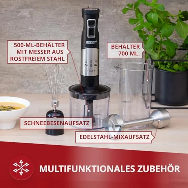 MPM Hand blender MBL-34M, Stabmixer, Schwarz – Bild 4