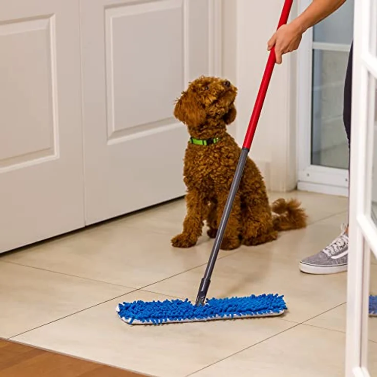 Vileda Flip Mop Pet Pro, Mikrofaser, 3x höhere Tierhaarentfernung, rot, groß – Bild 4
