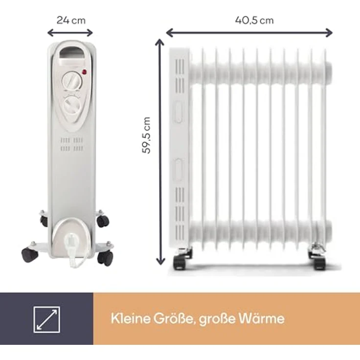 Perel Ölradiator Heizkörper mit Rollen, mobile Thermostat Zusatzheizung Elektroheizung, Radiator – Bild 7