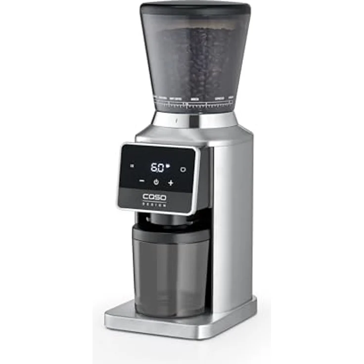 Caso BaristaChef Inox Pro, elektrische Kaffeemühle mit Zero Retention Technologie, Edelstahlgehäuse, 34 Mahlgradstufen und Siebträgerhalterungen 51 & 58 mm – Bild 5