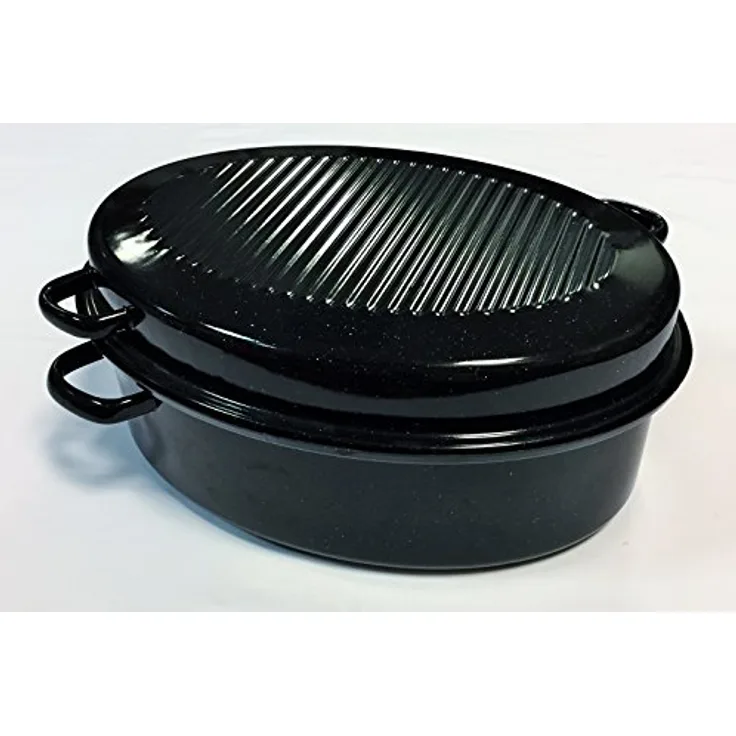 Kochstar K32711034 Delbier Emaille Roaster, E-Mail, 34 cm, Stahl emailliert, Schwarz