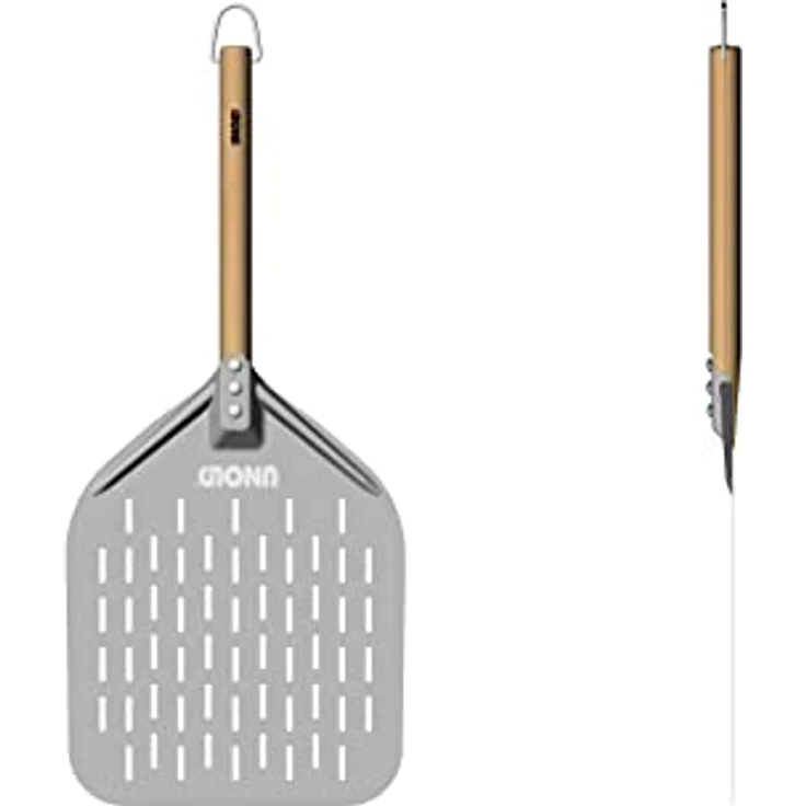 Unold Pizzaschieber 6881620 | Pizzaschaufel aus Aluminium mit Griff aus Buchenholz perfekt für Unold Pizzaofen Luigi 68816 | Grifflänge 35cm, Schaufelgröße 40 x 30cm – Bild 2