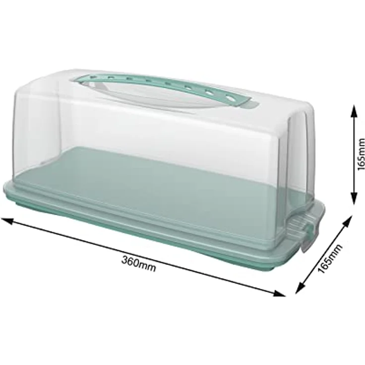 Rotho Fresh Kuchenbehälter mit Haube und Tragegriff, lebensmittelechter Kunststoff (PP) BPA-frei, türkis/transparent, (36 x 16,5 x 16,5 cm) – Bild 3