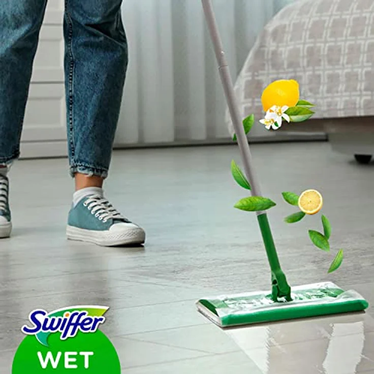 Swiffer Bodenwischer Feuchte Bodentücher Nachfüllpack Mit Zitrone Frischem Duft 10x, Für Eine Schnelle Und Einfache Reinigung, Lemon, Grün/Weiß – Bild 3