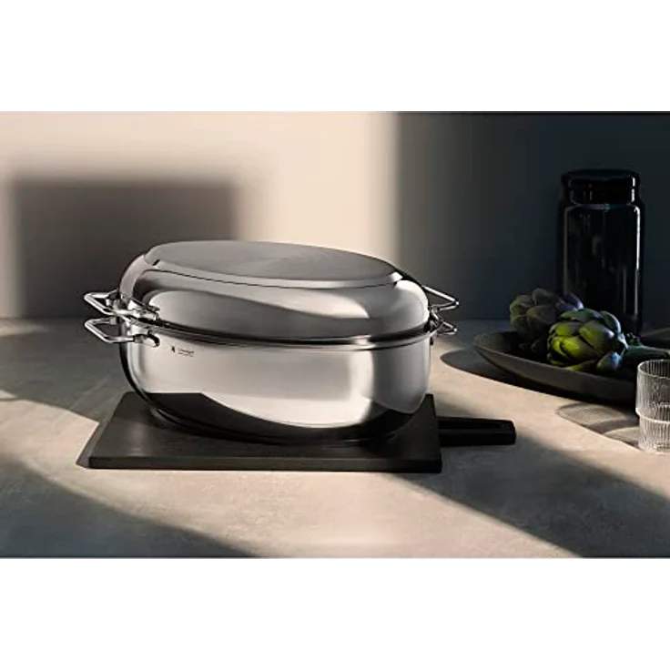 WMF Bräter oval, 41 x 28,5 x 18 cm, Kochtopf 8,5 l, Cromargan Edelstahl Induktion, backofenfest, Induktionsdeckel – Bild 2