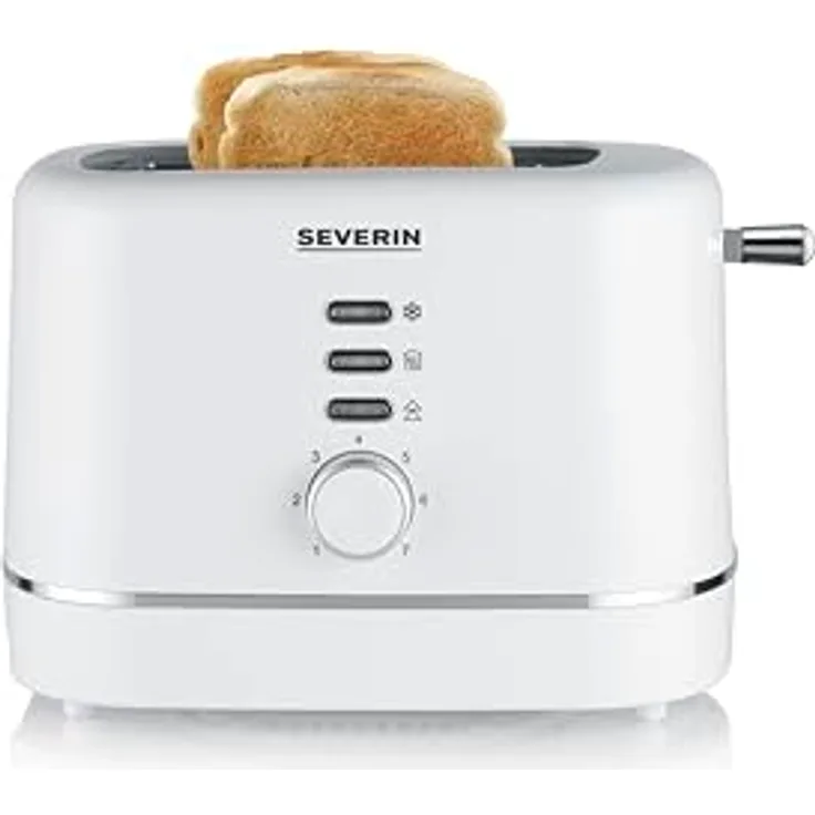 SEVERIN Automatik-Toaster, für 2 Scheiben, Brötchenaufsatz aus Edelstahl, Aufwärm- & Defrosterfunktion, einstellbarer Bräunungsgrad, Auto-Abschaltung, 850 W, weiß, KA 4324