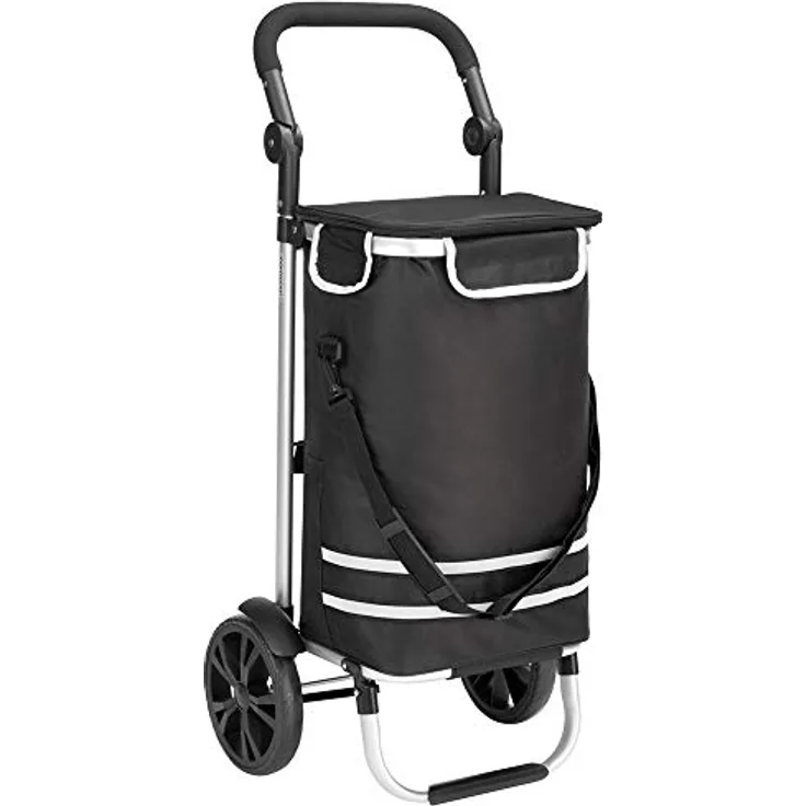 MONZANA® 3in1 Einkaufstrolley 56L bis 40 kg klappbar abnehmbare Tasche Handwagen Einkaufswagen Einkaufshilfe Roller Schwarz