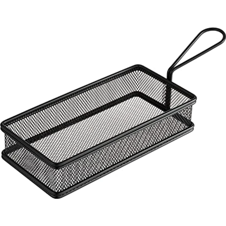 APS 40628 Servier-Frittierkorb SNACKHOLDER, Edelstahl, 21,5 x 10,5 cm, Höhe 4,5 cm, schwarz, ideal zum Servieren und Frittieren von Beilagen – Bild 1