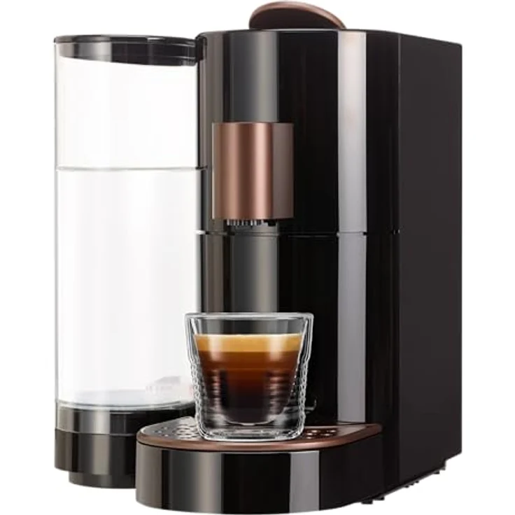 K-fee Twins II Kaffeekapselmaschine, (1455 Watt, 2,3 Liter Wassertank, Farbe Schwarz-Kupfer) – Bild 2