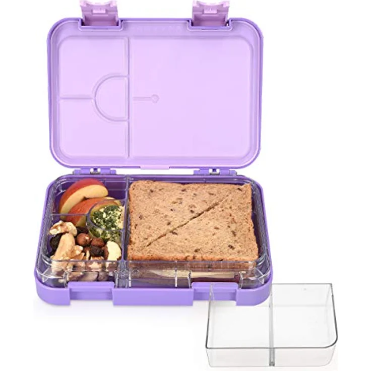 Navaris Lunchbox, Kunststoff, (1-tlg), Bento Box Brotdose Vesperbox - auslaufsicher mit variablen Fächern - herausnehmbare Innenschale - für Jungs und Mädchen, lila – Bild 9