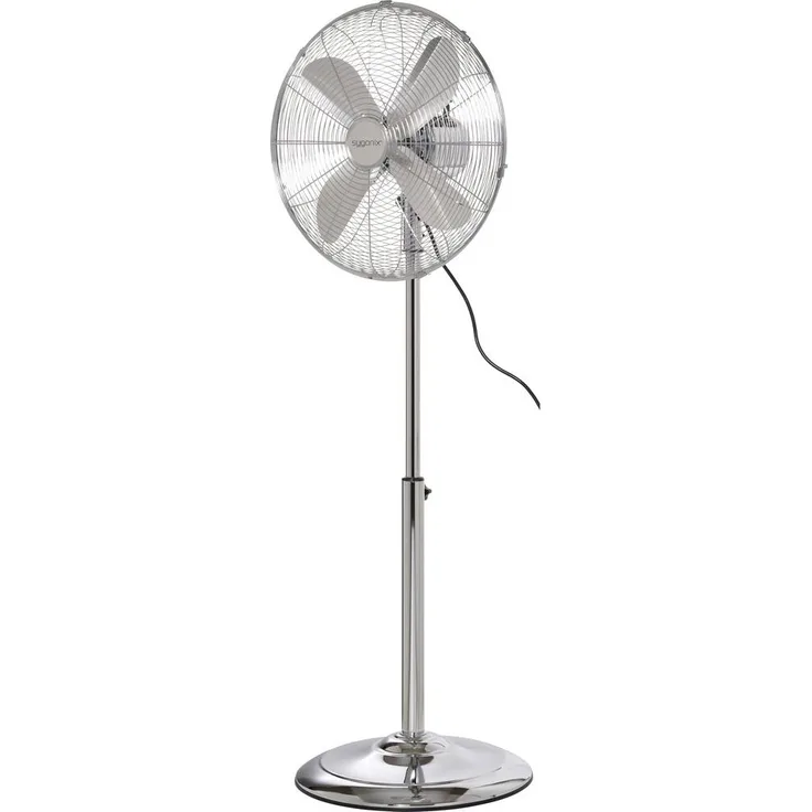 Sygonix Standventilator 50W, Höhenverstellbar und Schwenkbar, Chrom, Ø 445mm x H 1300mm