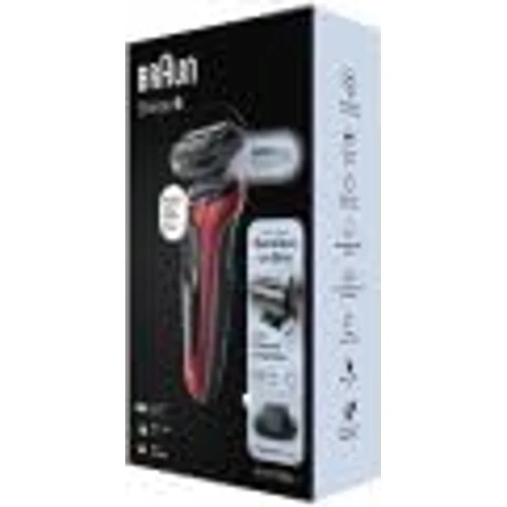 Oral-B, Rasierapparat, Braun Series 6 61-R1200s Folienschaber Trimmer Schwarz, Rot – Bild 6
