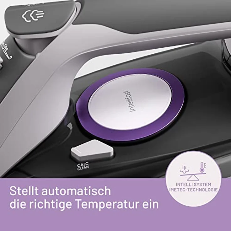 Imetec Intellifast, Dampfbügeleisen,Ceramic Diamond Bügelsohle,Intelli System Technologie,Automatische Dampf und Temperatureinstellung,Dreifacher Anti-Kalk-Schutz, 2400 W,1.90 m Kabel – Bild 3
